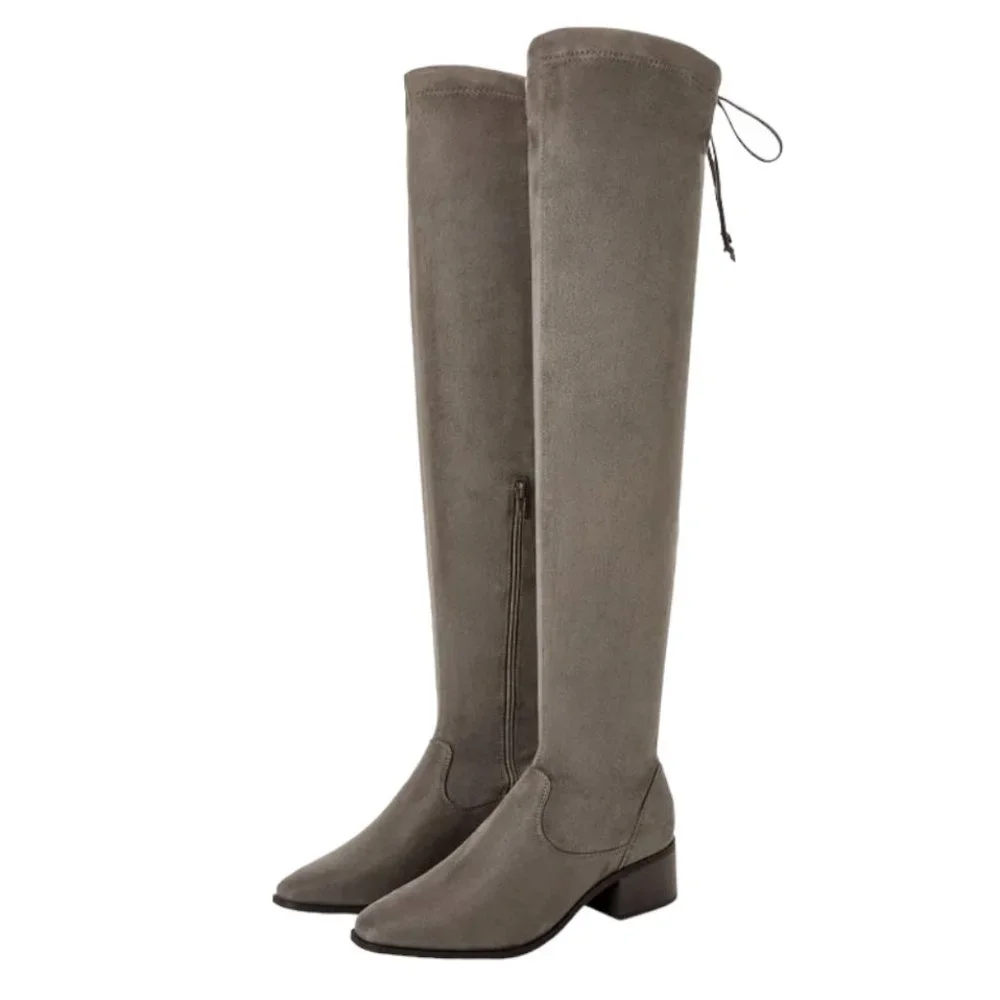 NIB JUSTFAB HANNAH OVER-THE-KNEE FLAT BOOTS (7.5 / GREY)